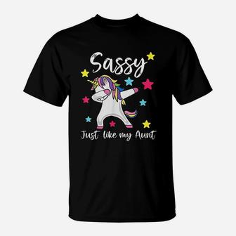 Sassy Like My Aunt Unicorn Cute Matching Niece And Auntie T-Shirt - Thegiftio UK