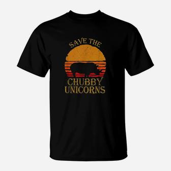 Save The Chubby Unicorns Retro Style Rhino T-Shirt | Crazezy UK