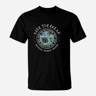 Save The Ocean Keep The Sea Plastic Free Turtle T-Shirt | Crazezy