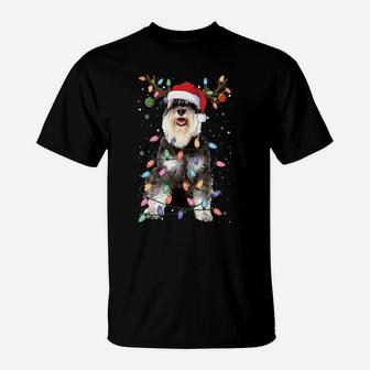 Schnauzer Christmas Reindeer Light Pajama Dog Lover Xmas Sweatshirt T-Shirt | Crazezy AU