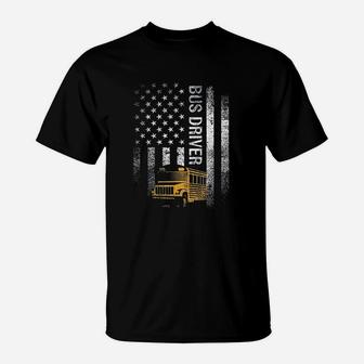School Bus Driver American Flag T-Shirt - Thegiftio UK
