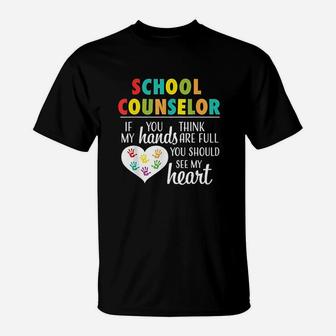 School Counselor Full Heart T-Shirt | Crazezy AU