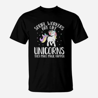 School Social Worker Fantasy Unicorns T-Shirt | Crazezy AU
