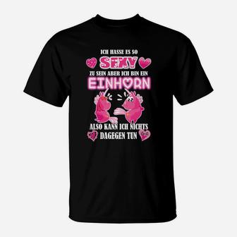 Schwarzes Einhorn T-Shirt mit Lustigem Spruch für Einhornfans - Seseable