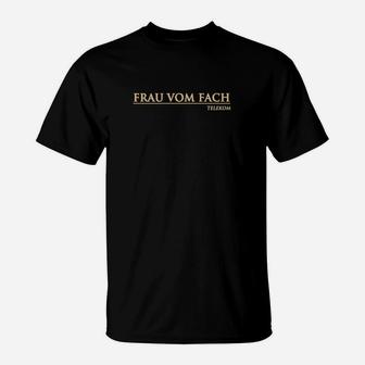 Schwarzes T-Shirt Frau vom Fach in Goldschrift, Elegantes Design - Seseable