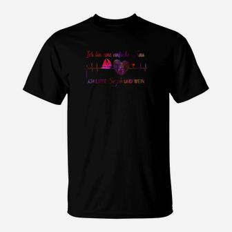 Schwarzes T-Shirt Herzfrequenz, Motiv Design Tee für Musikliebhaber - Seseable