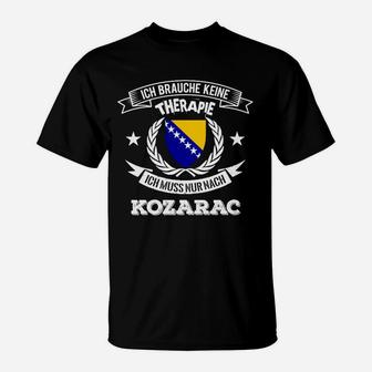 Schwarzes T-Shirt 'Ich brauche keine Therapie - nur Kozarac', Wappen-Design - Seseable