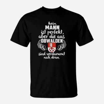 Schwarzes T-Shirt Obwalden Spruch, Fast Perfekte Männer Design - Seseable