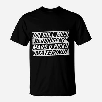 Schwarzes T-Shirt Provokativer Spruch Mars u Picku Materinu - Seseable