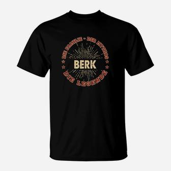 Schwarzes Unisex-T-Shirt mit Berk Der Legende Vintage-Siegel - Seseable