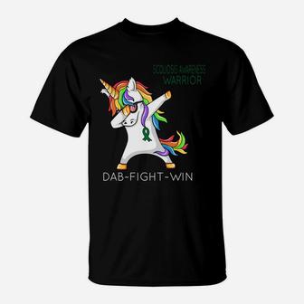 Scoliosis Awareness Warrior Unicorn Dab Fight Win Awareness 2020 T-Shirt - Thegiftio UK