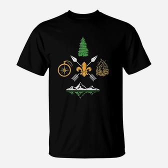 Scout Campfire Camp Compass Hiking Adventure T-Shirt - Thegiftio