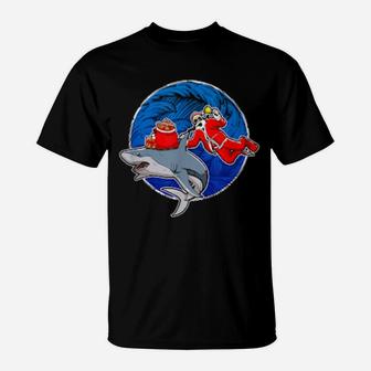 Scuba Diving Santa With Shark T-Shirt - Monsterry