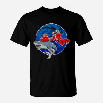 Scuba Diving Santa With Shark T-Shirt - Monsterry