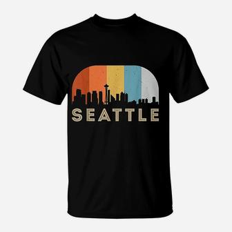 Seattle Washington Vintage Skyline T-Shirt | Crazezy CA