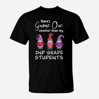 Second Grade Teacher Valentine's Day Gnomes T-Shirt | Crazezy