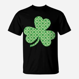 Shamrock Clover Pattern Green Cute Irish St Patricks Day T-Shirt - Monsterry