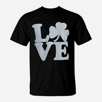 Shamrock Love Funny St Pats Paddy Patrick Pattys Green Heart Cute T-Shirt - Thegiftio UK
