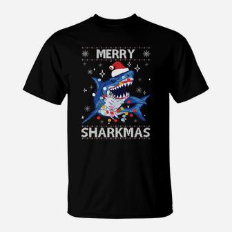 Sharkmas Funny Shark Ugly Christmas Sweaters Sweatshirt T-Shirt | Crazezy UK