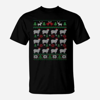 Sheep Wearing Santa Claus Hat Funny Farmer Ugly Christmas Sweatshirt T-Shirt | Crazezy AU