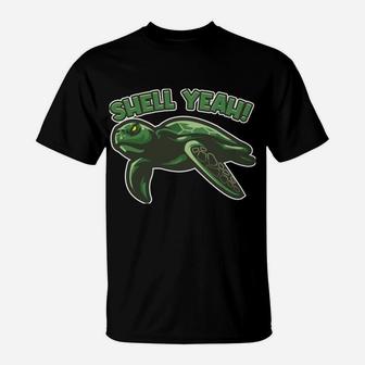 Shell Funny Tortoise Gift Marine Animal Turtle Graphic Yeah T-Shirt | Crazezy