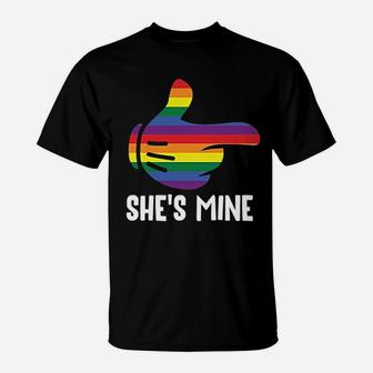 Shes Couple Rainbow Lgbt Pride Matching Funny T-Shirt | Crazezy