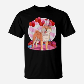 Shiba Inu Dog Heart Valentine Day Decor T-Shirt - Monsterry