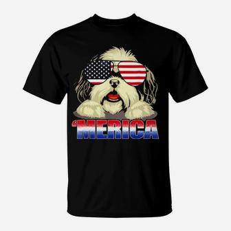 Shih Tzu Merica 4Th Of July Patriot T-Shirt - Monsterry