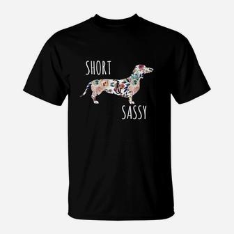 Short & Sassy Cute Flower Dachshund Tee Weiner Dog T-Shirt | Crazezy