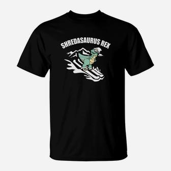 Shredasaurus Rex Ski Dinosaur T-Shirt Kids Funny Skiing Gift T-Shirt | Crazezy