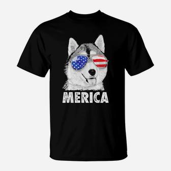 Siberian Husky 4Th Of July T Shirt Merica Men Women Usa Flag T-Shirt - Monsterry