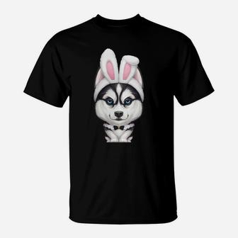 Siberian Husky Wearing An Easter Bunny Costume T-Shirt - Thegiftio UK