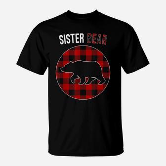 Sister Bear Red Plaid Matching Family Christmas Pajamas T-Shirt | Crazezy CA
