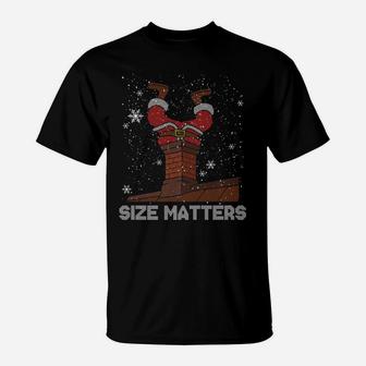 Size Matters Fat Santa Claus Chimney Ugly Christmas Sweater T-Shirt | Crazezy CA