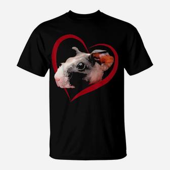 Skinny Guinea Pig Love Heart Valentines Day T-Shirt - Monsterry