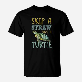 Skip A Straw Save A Turtle Beautiful For Sea Animals T-Shirt | Crazezy AU