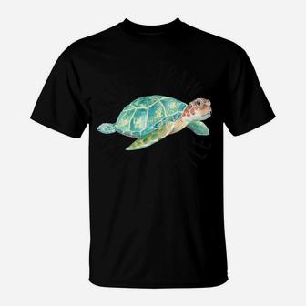 Skip A Straw Save A Turtle Watercolor Cute Sea Turtle Gift T-Shirt | Crazezy