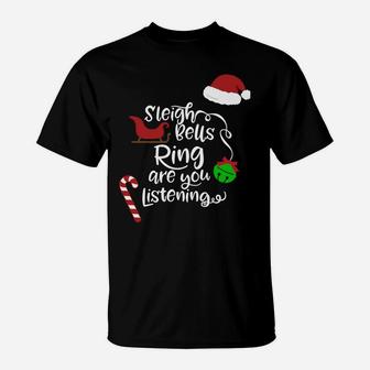 Sleigh Bells Ring Cute Christmas Snowman Winter Holiday Gift Sweatshirt T-Shirt | Crazezy DE