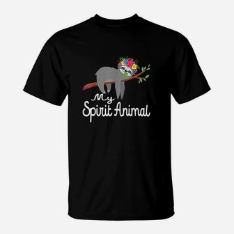 Sloth Men Women Kids My Spirit Animal Is A Sloth Funny T-Shirt | Crazezy