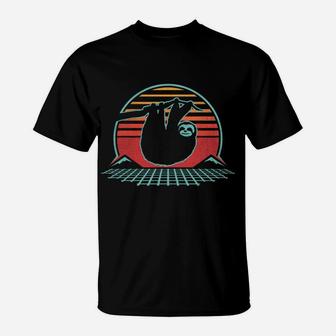 Sloth Retro Vintage 80S Style Zoologist Animal Lover Gift Sweatshirt T-Shirt | Crazezy