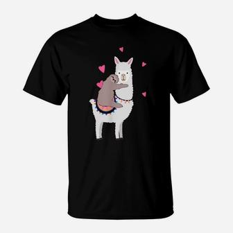 Sloth Riding Llama Best Friends Alpaca Animal Lover Gift T-Shirt | Crazezy
