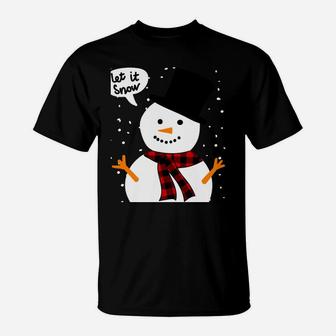 Snow Snowman Buffalo Plaid Xmas Scarf Christmas Sweatshirt T-Shirt | Crazezy