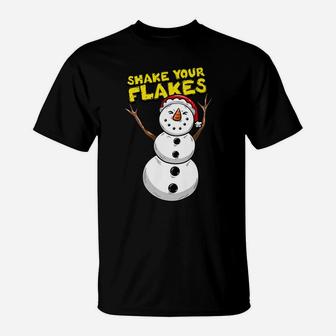 Snowman Dancing In Santa Hat Funny Snow Winter & Christmas T-Shirt | Crazezy UK