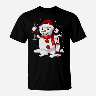 Snowman Wine Christmas 2019 Gift - Drinking Xmas Wine Lovers Sweatshirt T-Shirt | Crazezy DE