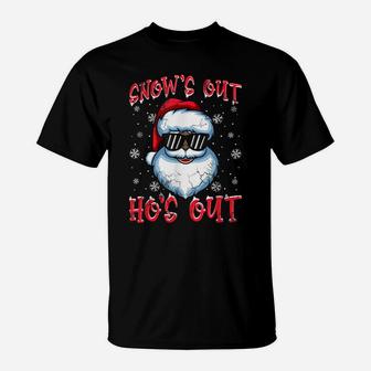 Snow's Out Ho's Out Black African American Santa Claus T-Shirt | Crazezy