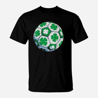 Soccer Ball Shamrock St Patricks Day Boys Men Sports Gifts T-Shirt | Crazezy