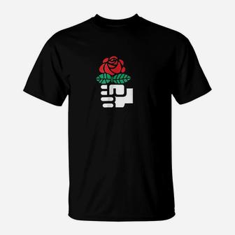 Socialist Rose Fist T-Shirt | Crazezy