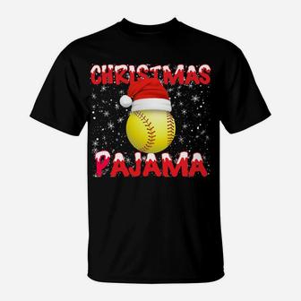 Softball Christmas Gifts Ball Santa Hat Funny Xmas Pajamas Sweatshirt T-Shirt | Crazezy UK