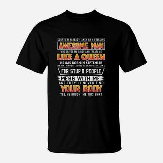 Sorry I Am Already Taken By A September Awesome T-Shirt | Crazezy