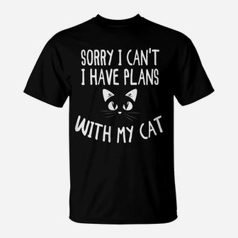 Sorry I Can't I Have Plans With My Cat Christmas T-Shirt | Crazezy UK